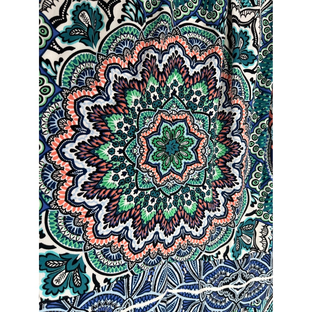 London Times Dress Womens 10 Blue Green Mandala Handkerchief Hem Sleeveless - Picture 7 of 9